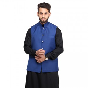 Kamaal Khan Royal Blue Suiting  Waistcoat For Men - KK-39-2